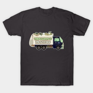 Thoughts & Prayers Garbage Truck / Funny Nihilism Design T-Shirt